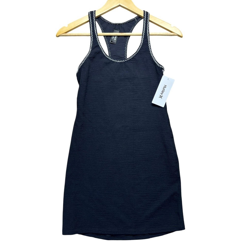 Hurley Bodycon Mini Dress Black NWT Textured Racerback Size S Coastal Beach